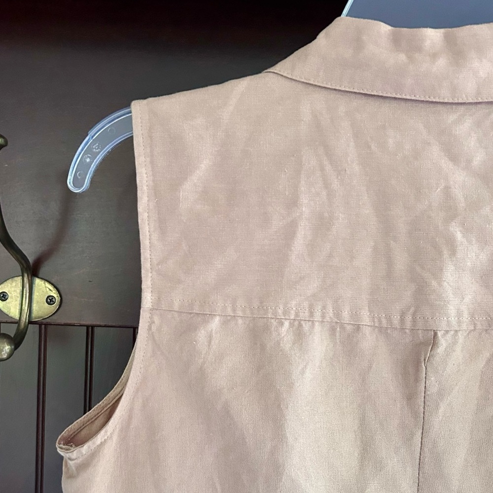 VALERIE STEVENS Y2K Brown Linen Button Tunic Tank 90s Lagenlook Minimalist Sz L - Picture 12 of 15